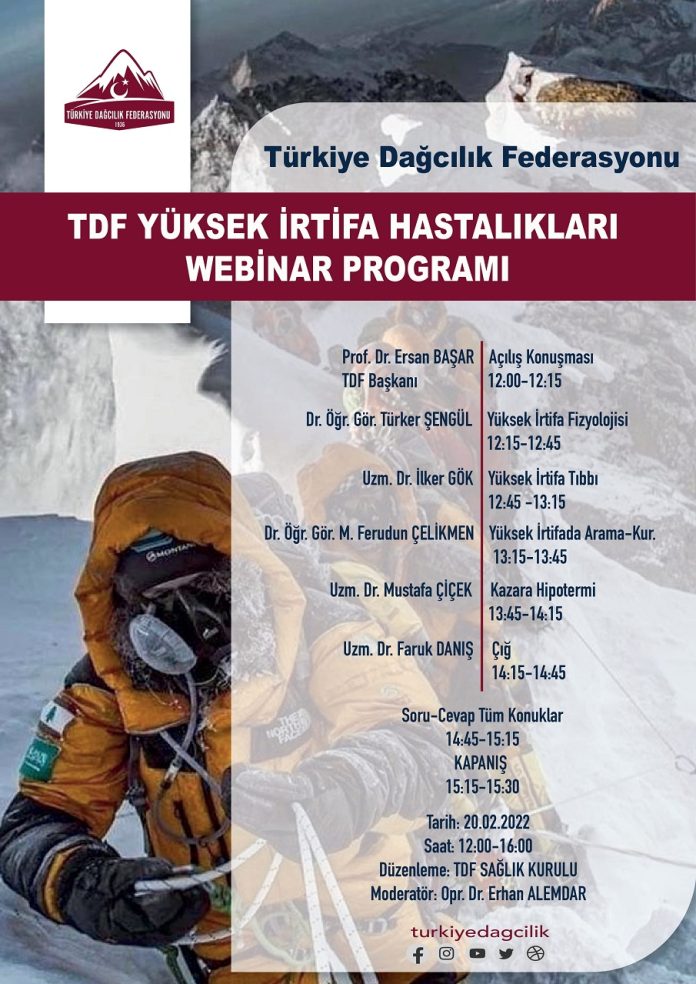 Türkiye Dağcılık Federasyonu TDF Yüksek İrtifa Dağ Hastalıkları Seminer Programı Duyurusu